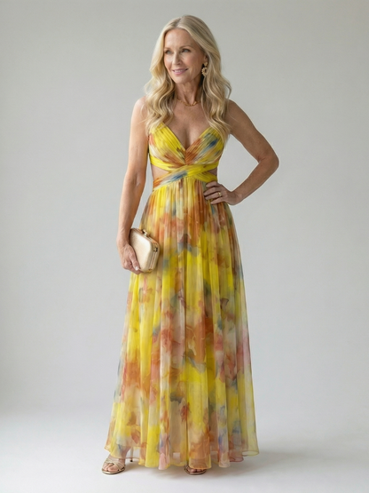 Vestido Maxi con Prenda Suave y Falda Fluida | Estilo Multicolor