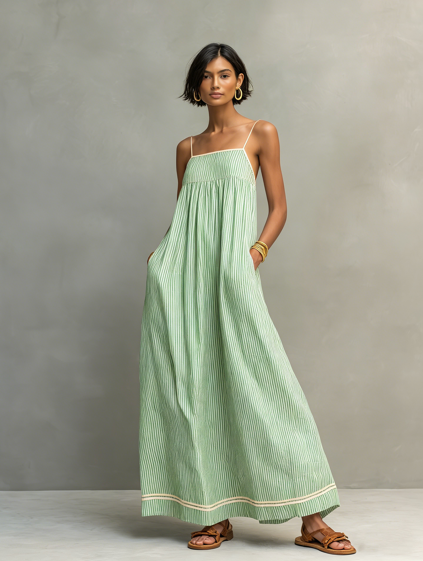 Miley | Vestido Maxi Estampado de Rayas con Estilo Airy para Mujer
