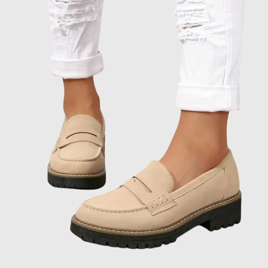 Mocasines de ante clásicos para mujer con suela robusta y plantilla cómoda, elegantes y versátiles para oficina o uso diario