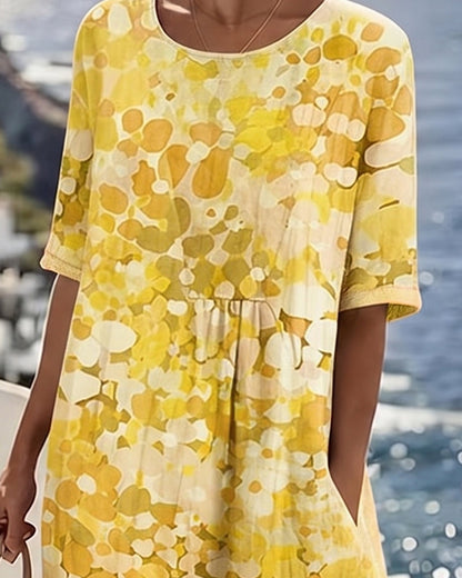 Miriam | Vestido Fluido con Estampado Botánico para Mujer de Verano en Jardín