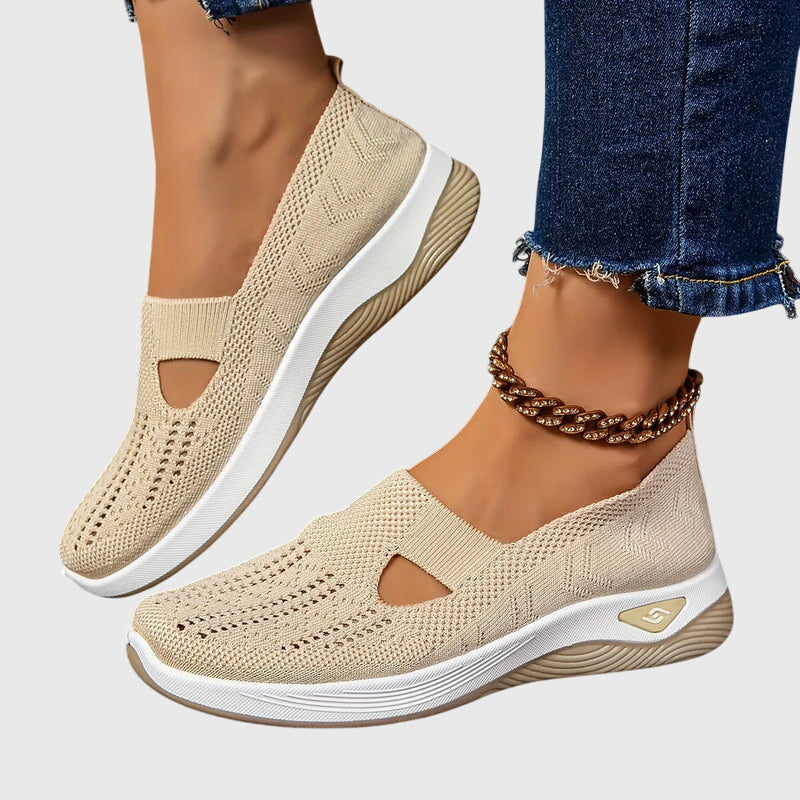 Sneakers ortopédicos sin cordones con plantilla anatómica y diseño transpirable para mujer, confortables para todo el día