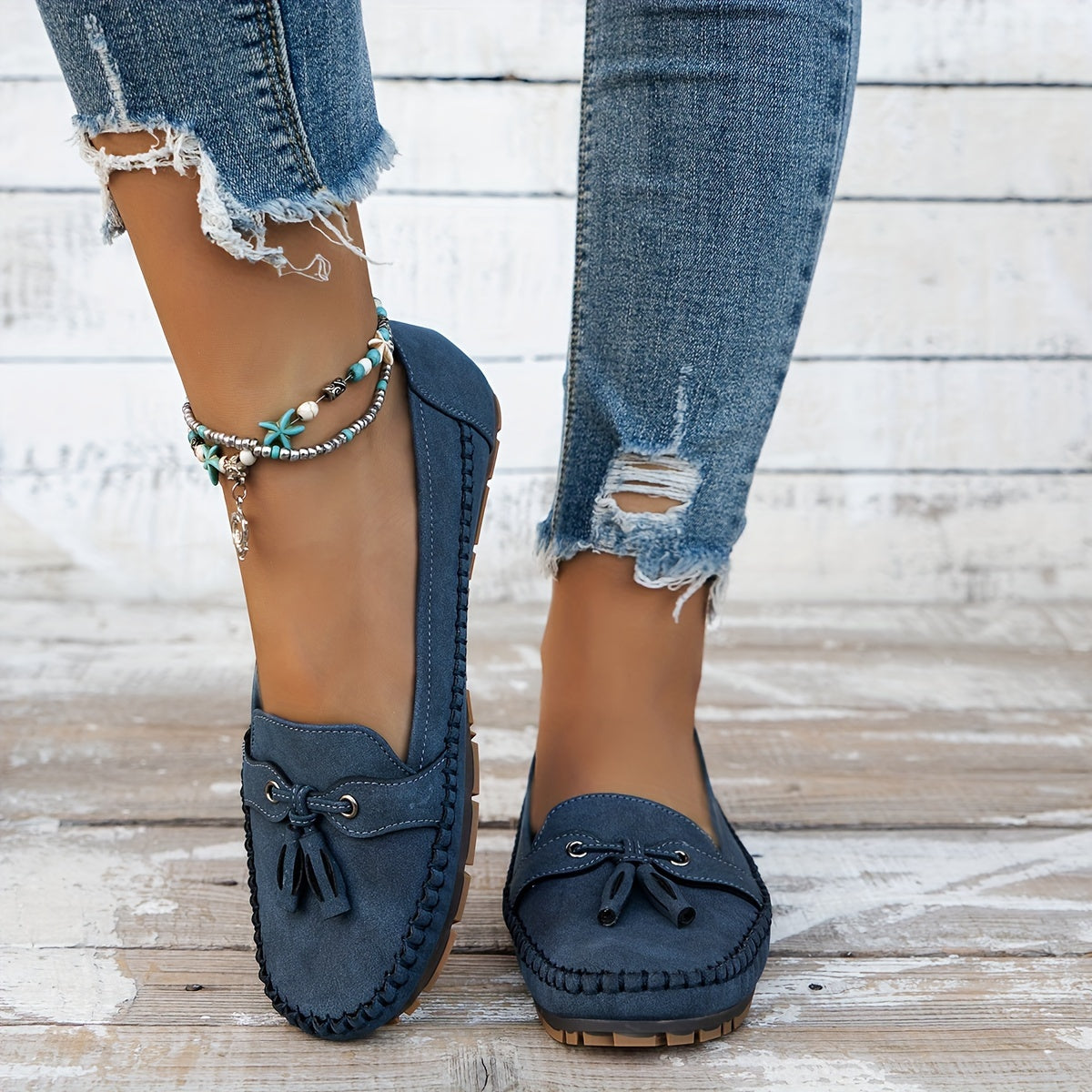 Mocasines con borlas para mujer, estilo elegante y cómodo