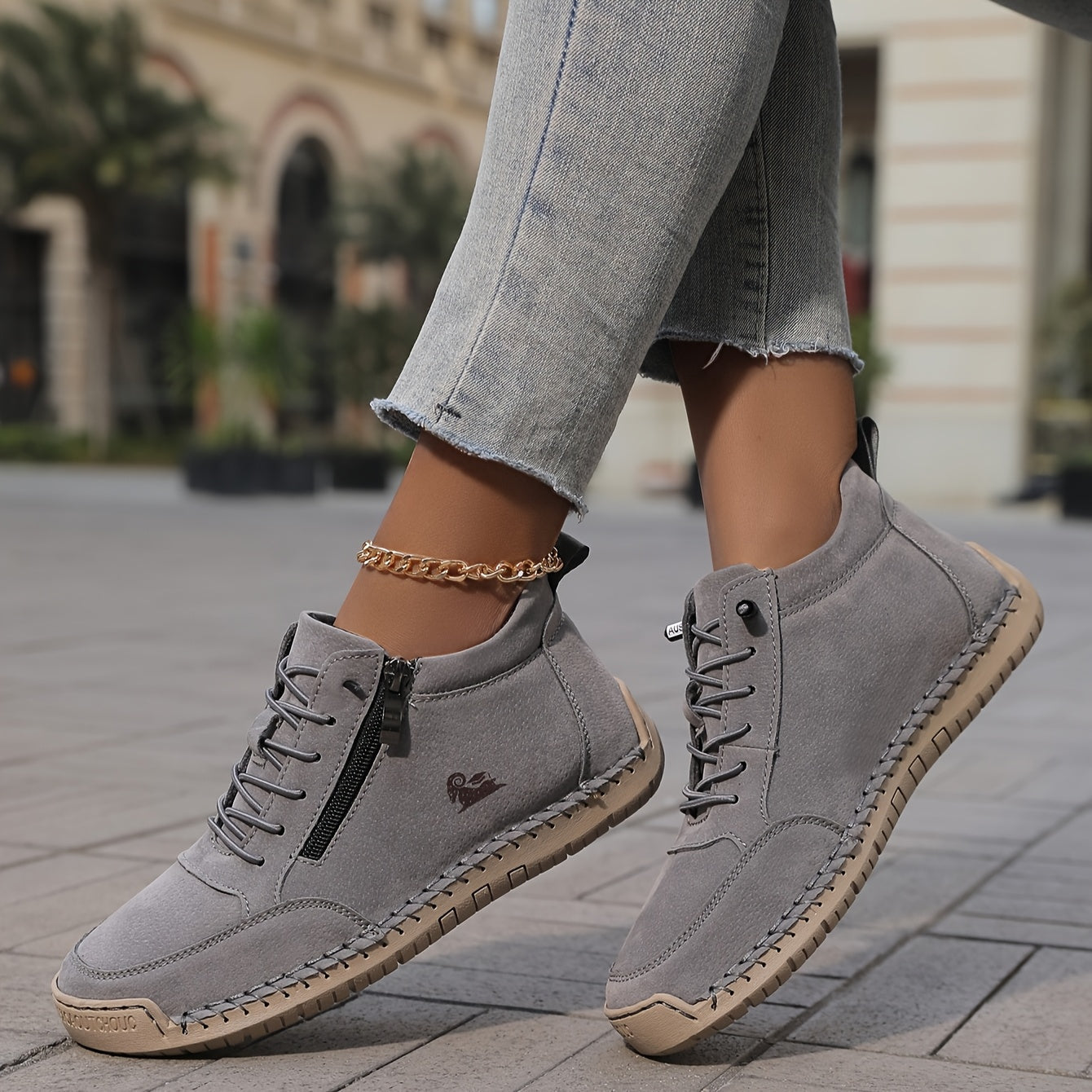 Zapatillas ortopédicas femeninas con cremallera, ligeras y cómodas