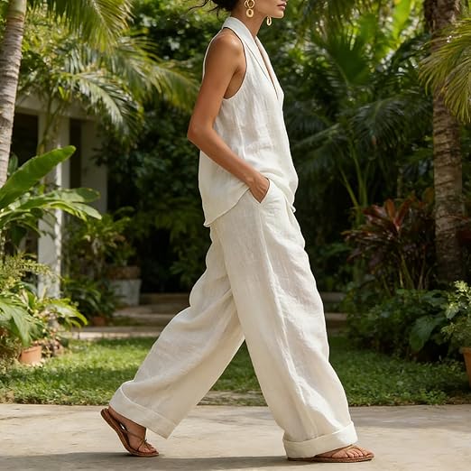 Conjunto de Dos Piezas con Textura de Lino | Estilo Natural y Elegante