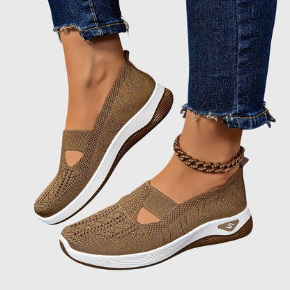 Sneakers ortopédicos sin cordones con plantilla anatómica y diseño transpirable para mujer, confortables para todo el día