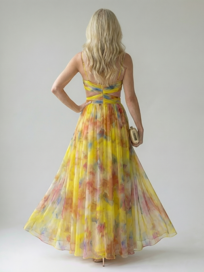 Vestido Maxi con Prenda Suave y Falda Fluida | Estilo Multicolor