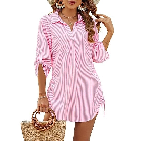 Camisa de playa ligera con cintura ajustable para hombre - fresca y elegante