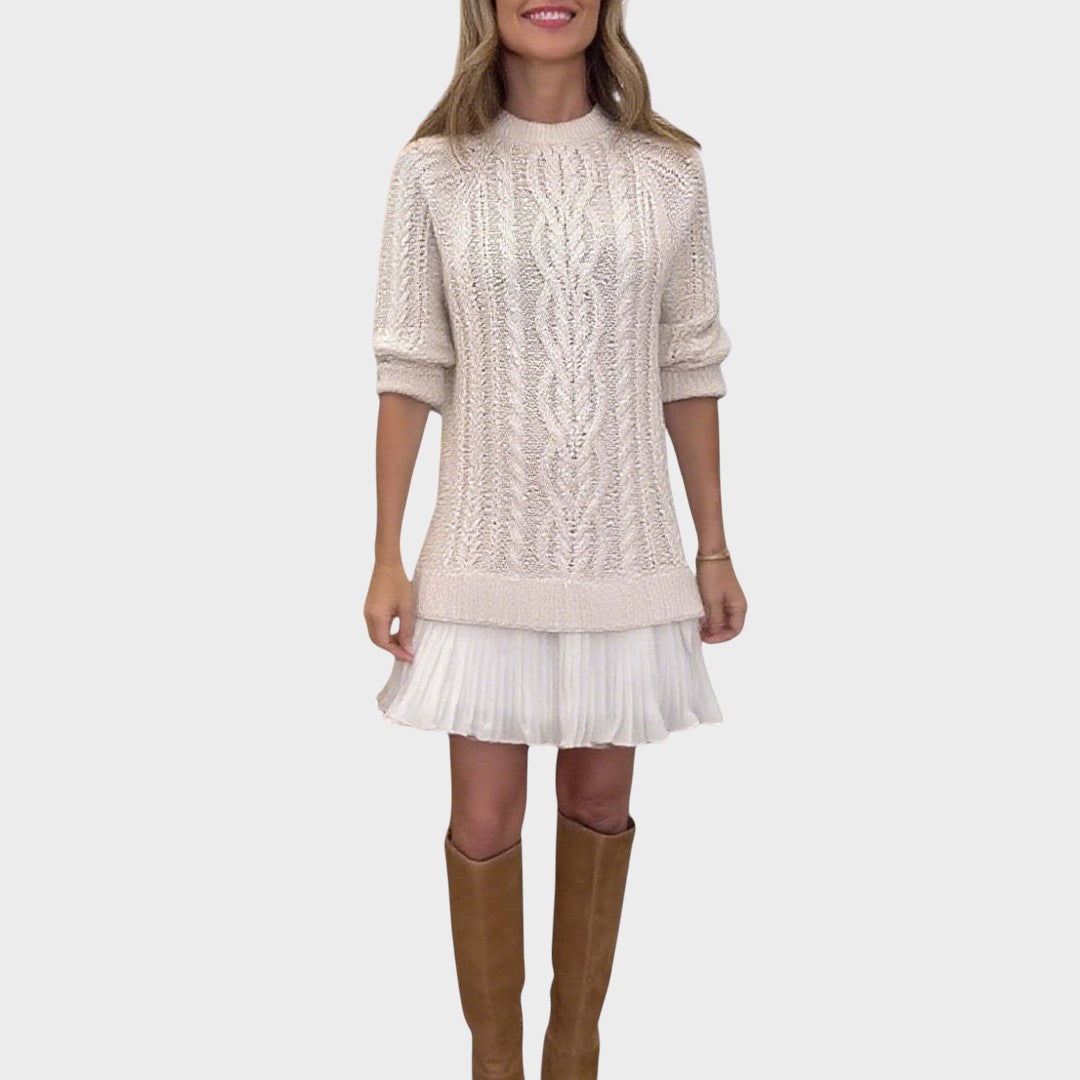 Gabriela | Vestido de Punto en Tejido con Cuello Redondo y Corte Sofisticado para Mujer