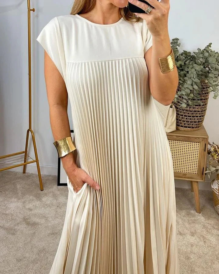 Vestido largo atemporal de corte fluido para mujer, cómodo y elegante para diario o viaje