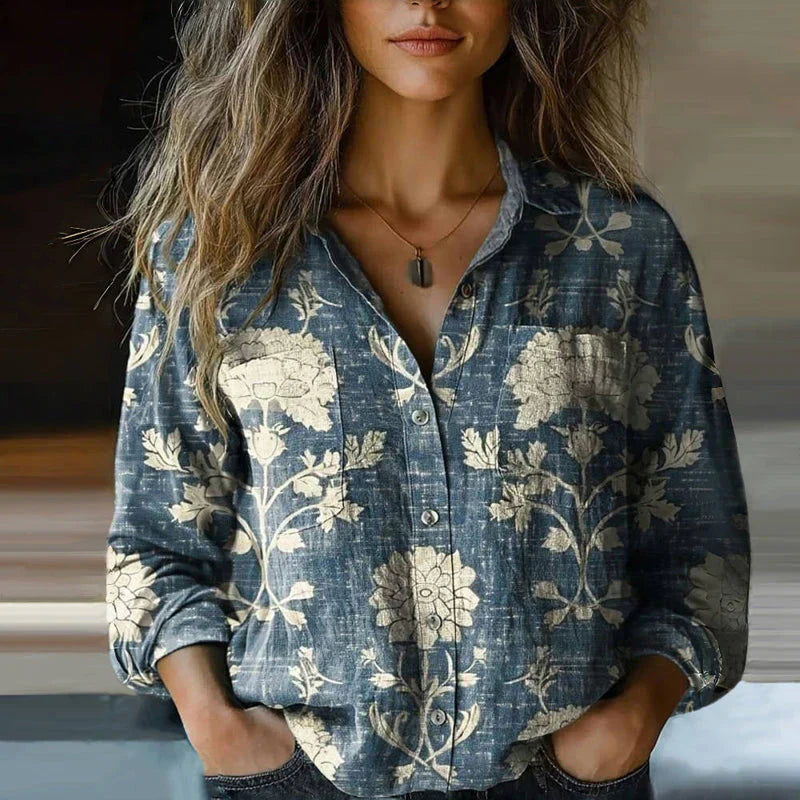 Blusa Bohemia Con Estampado Vintage Para Mujer - Estilo Artístico