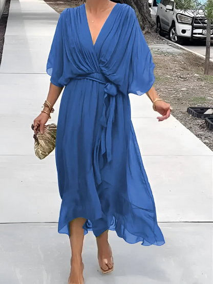 Vestido Midi Envolvente Atemporal Para Mujer - Elegancia Clásica