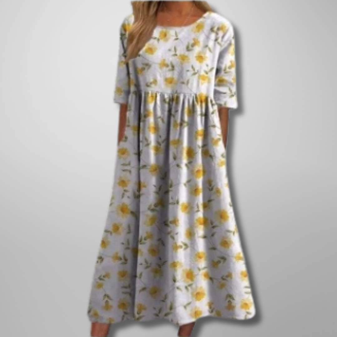 Vestido Midi Floral Veraniego Para Mujer - Fresco Y Elegante