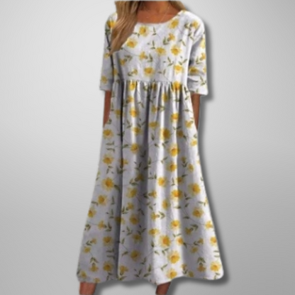 Vestido Midi Floral Veraniego Para Mujer - Fresco Y Elegante