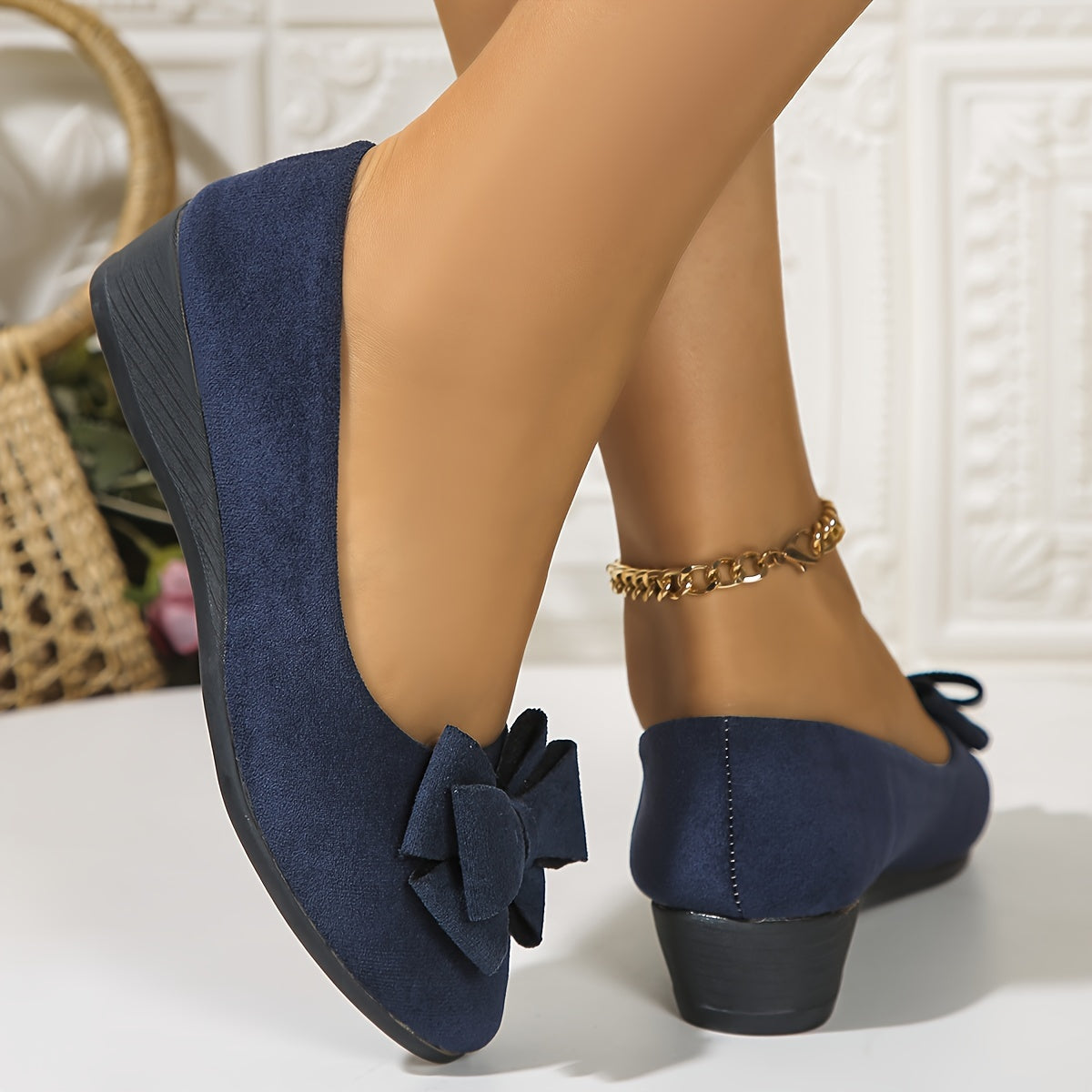 Zapatos planos ortopédicos con lazo decorativo y plantilla ergonómica para mujer, cómodos y elegantes para uso diario u oficina