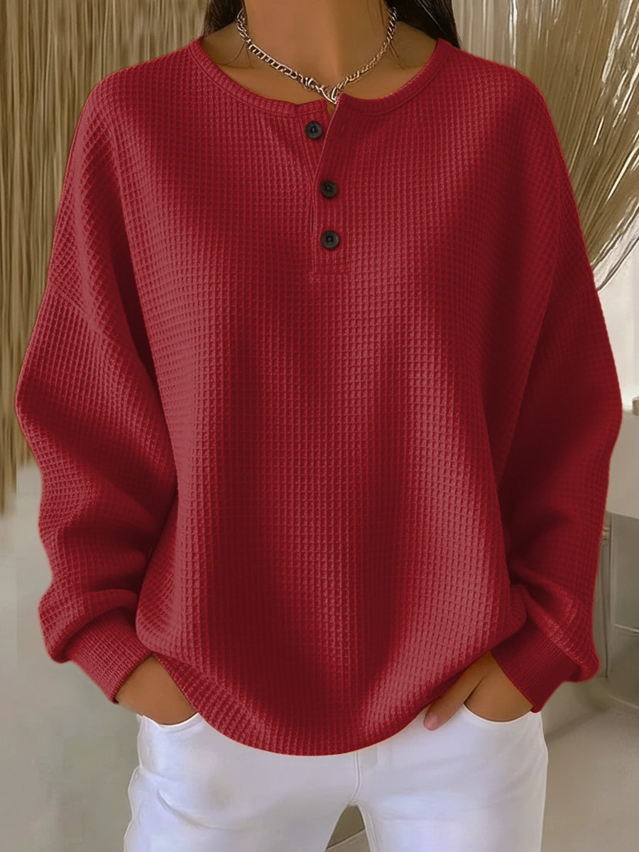 Bryony | Jersey de Punto con Textura de Waffle y Botones para Mujer