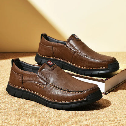 Zapatos de cuero sin cordones para hombre, elegantes y prácticos