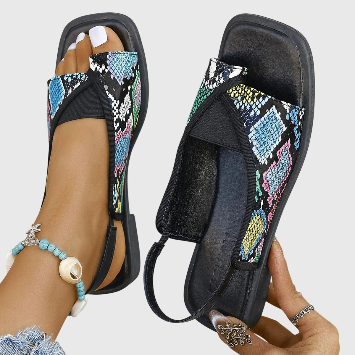 Sandalias ortopédicas con tiras elegantes y plantilla ergonómica para mujer, cómodas y ligeras para verano o uso diario