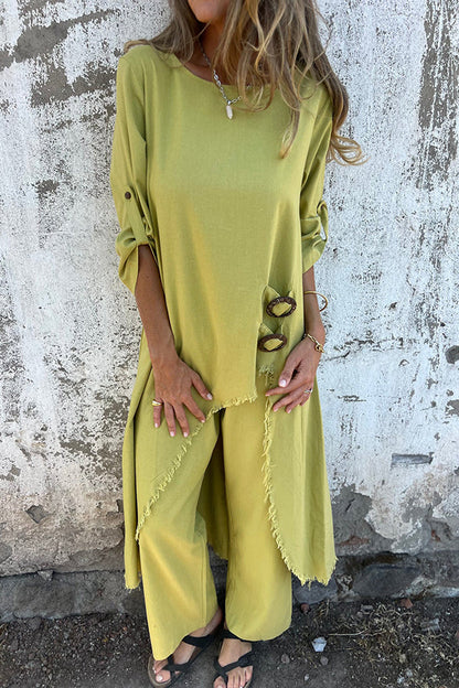 Conjunto fluido para mujer, ligero y versátil para verano o viaje