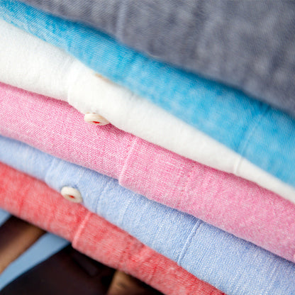 Camisa de lino con botones frontales para hombre, tejido ligero y transpirable, ideal para verano o vacaciones