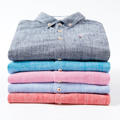 Camisa de lino con botones frontales para hombre, tejido ligero y transpirable, ideal para verano o vacaciones