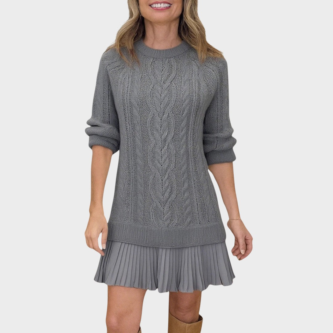 Gabriela | Vestido de Punto en Tejido con Cuello Redondo y Corte Sofisticado para Mujer