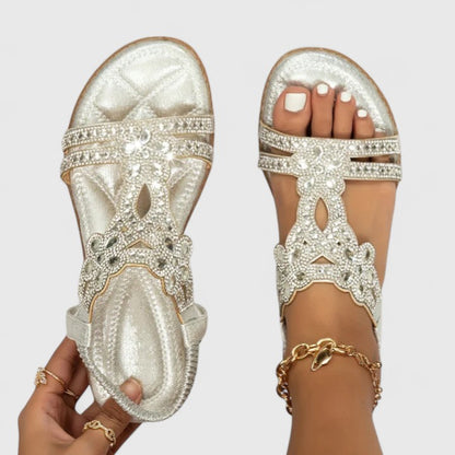 Sandalias ortopédicas con pedrería decorativa y plantilla ergonómica para mujer, ligeras, elegantes y cómodas para verano o diario