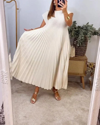 Vestido largo atemporal de corte fluido para mujer, cómodo y elegante para diario o viaje