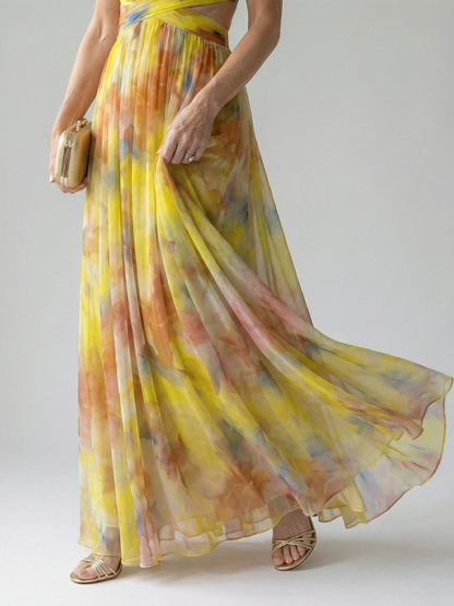 Vestido Maxi con Prenda Suave y Falda Fluida | Estilo Multicolor