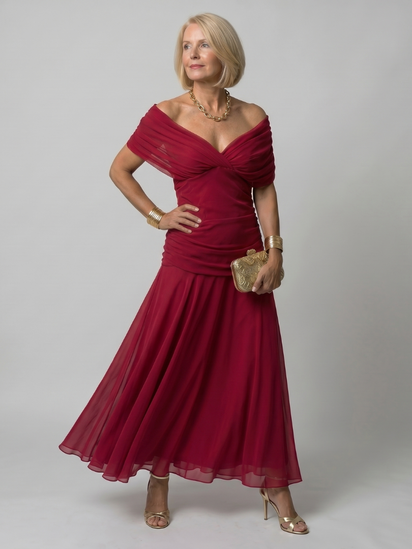 Vestido Off Shoulder Midi Fluido | Estilo Elegante para Mujer