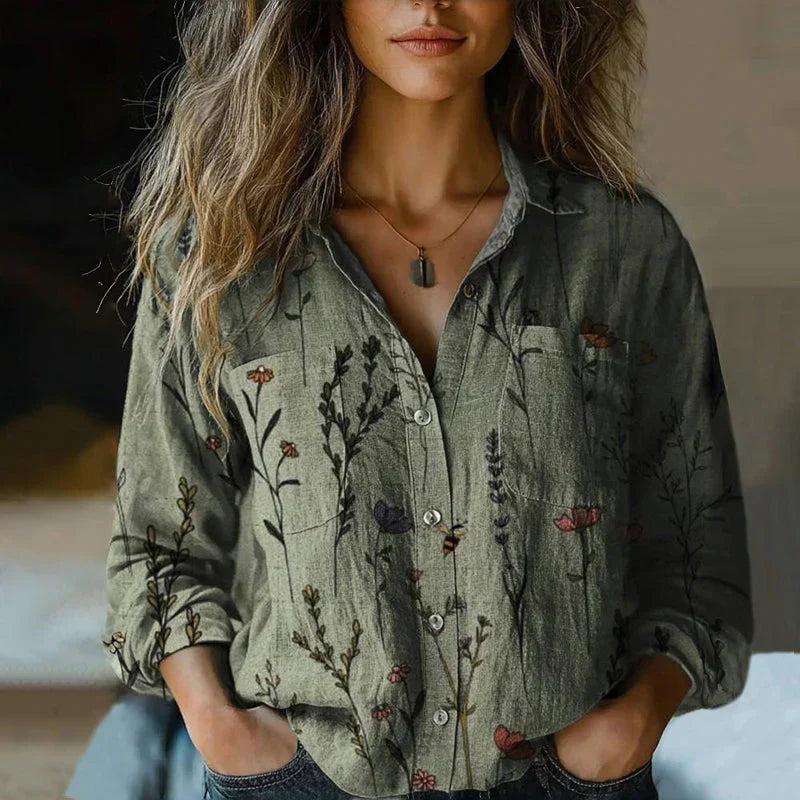Blusa Bohemia Con Estampado Vintage Para Mujer - Estilo Artístico