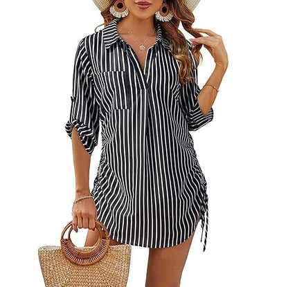 Camisa de playa ligera con cintura ajustable para hombre - fresca y elegante