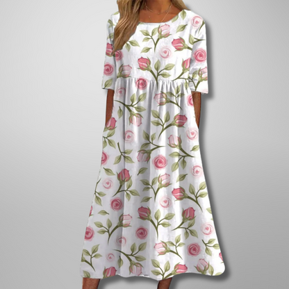 Vestido Midi Floral Veraniego Para Mujer - Fresco Y Elegante