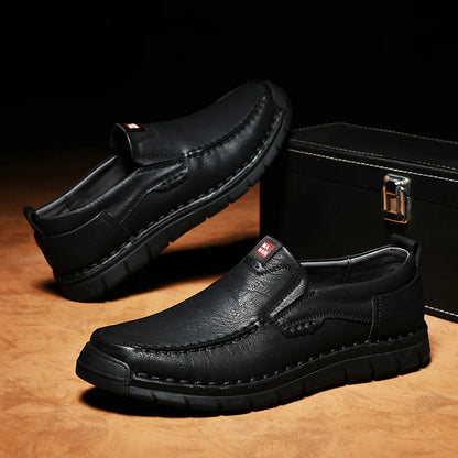 Zapatos de cuero sin cordones para hombre, elegantes y prácticos