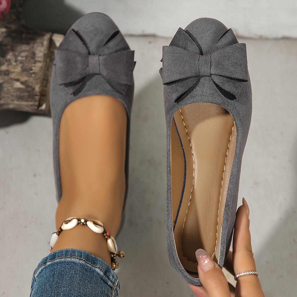 Zapatos planos ortopédicos con lazo decorativo y plantilla ergonómica para mujer, cómodos y elegantes para uso diario u oficina