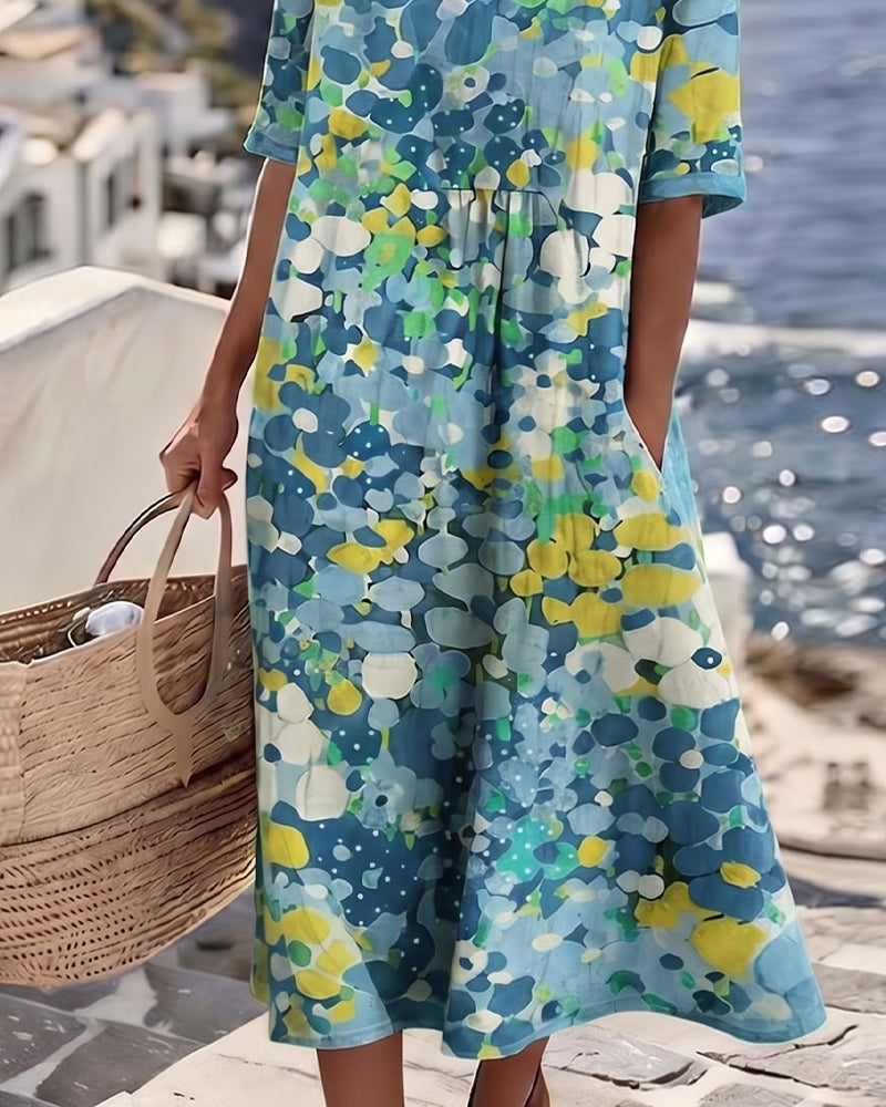 Miriam | Vestido Fluido con Estampado Botánico para Mujer de Verano en Jardín