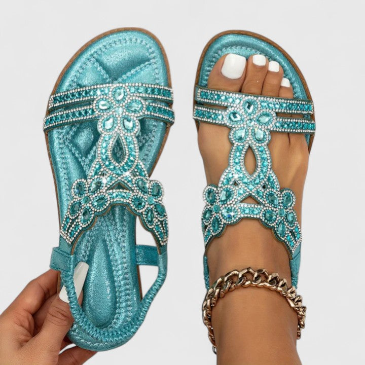 Sandalias ortopédicas con pedrería decorativa y plantilla ergonómica para mujer, ligeras, elegantes y cómodas para verano o diario