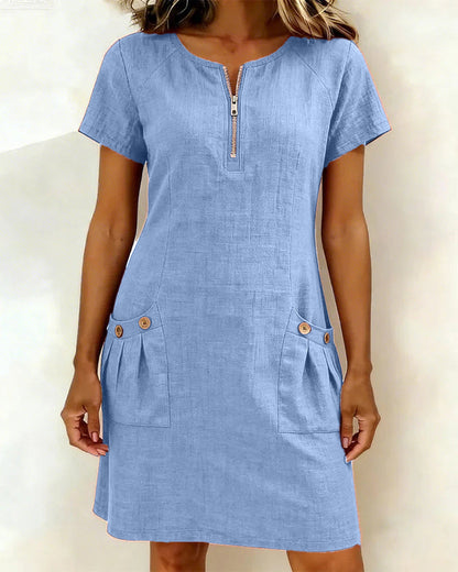 Vestido elegante de día con diseño natural y fluido para mujer - Verano