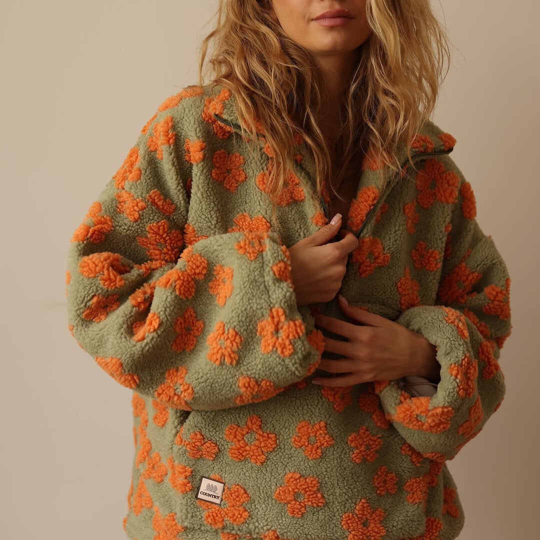 Daisy | Jersey de Punto Polar con Estilo Boho y Estampado Floral para Mujer
