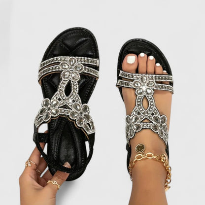 Sandalias ortopédicas con pedrería decorativa y plantilla ergonómica para mujer, ligeras, elegantes y cómodas para verano o diario
