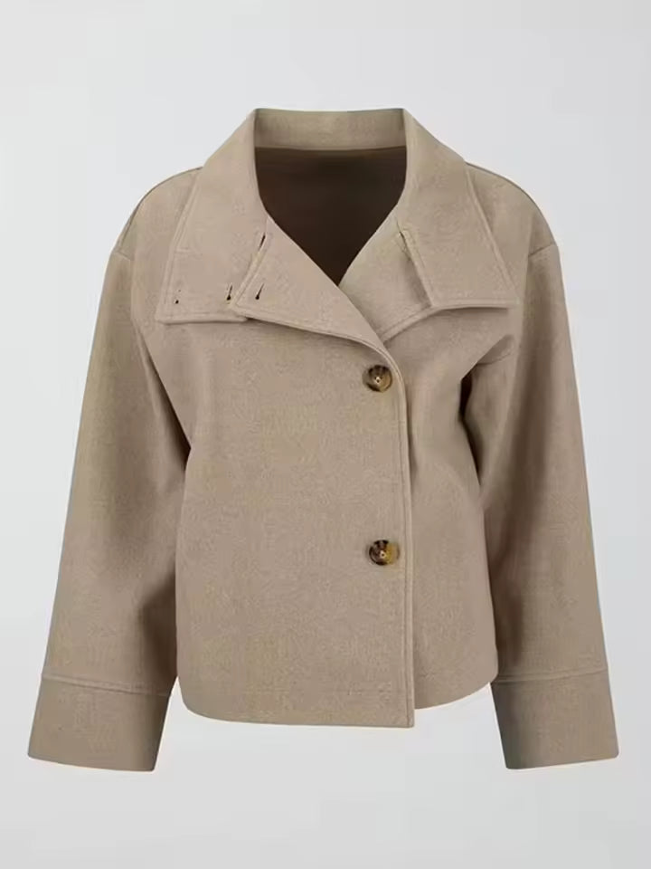 Elena | Chaqueta Corta de Lana Gruesa con Cuello Redondeado para Mujer