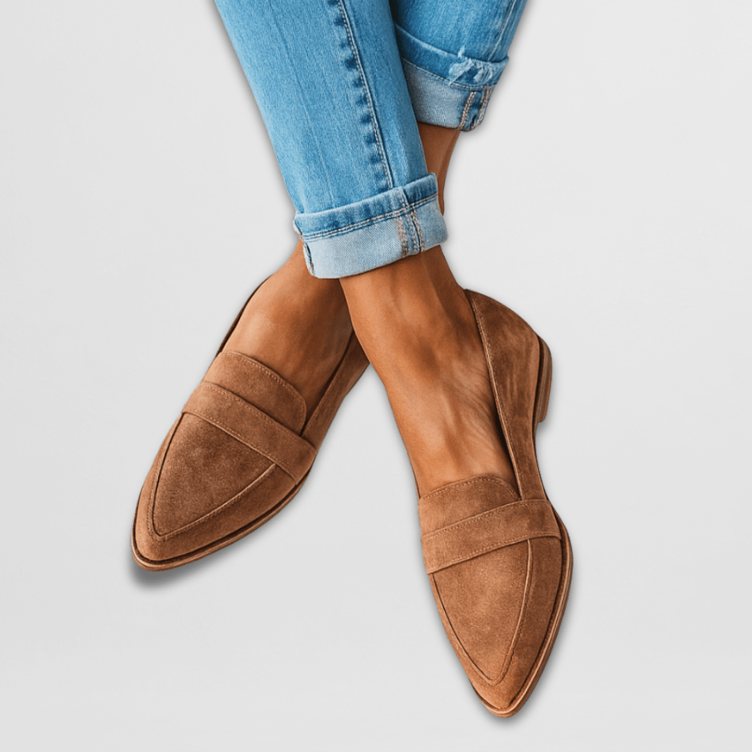 Mocasines ortopédicos de ante suave con plantilla ergonómica y suela flexible para mujer
