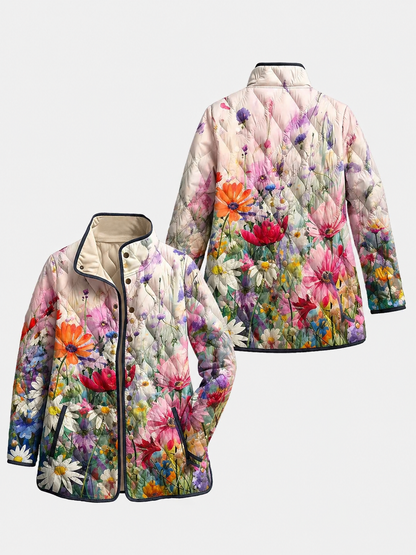 Chaqueta Acolchada Vintage Con Estampado Floral Para Mujer - Encantadora