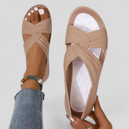 Sandalias de punta abierta con suela antideslizante para mujer, versátiles para diario