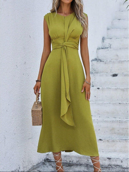 Vestido elegante sin mangas con cintura ajustable para mujer, ligero y cómodo