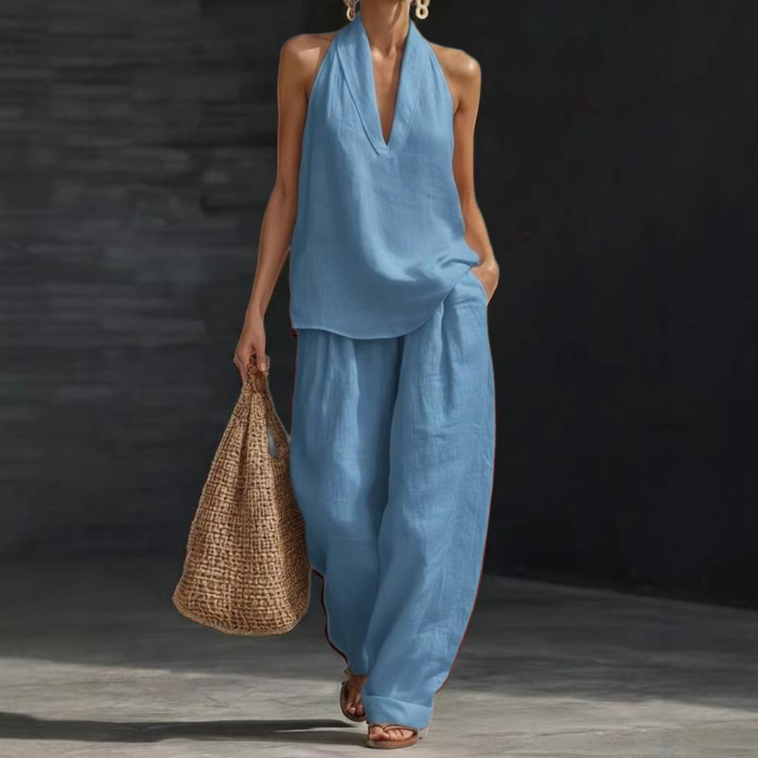 Conjunto de Dos Piezas con Textura de Lino | Estilo Natural y Elegante