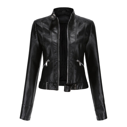 Chaqueta clásica de cuero para mujer