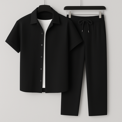 Set de lino para hombre con corte holgado, ligero y transpirable, ideal para días cálidos
