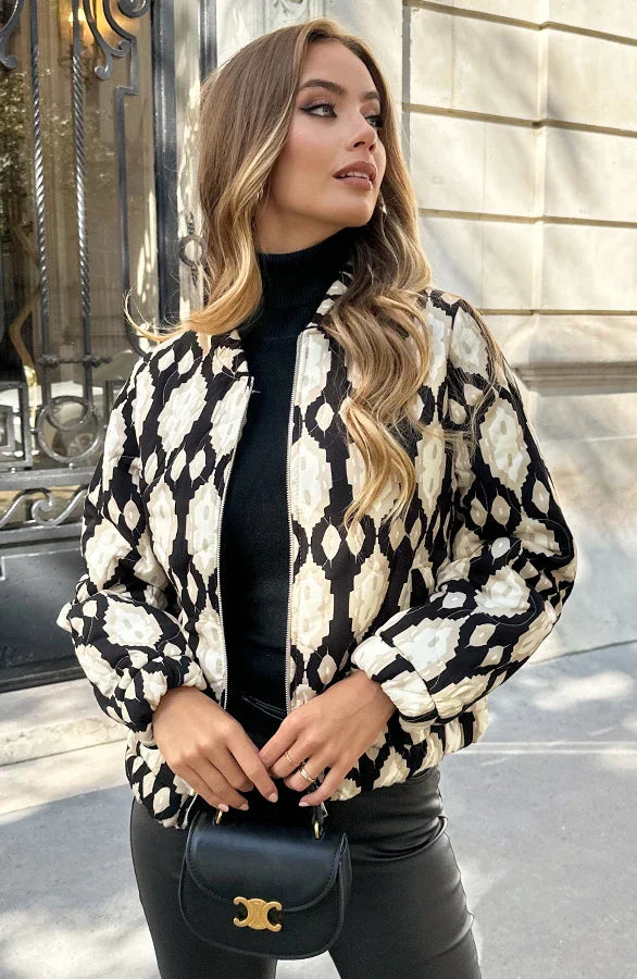 Tara | Chaqueta Bomber Boho Estampado Artístico Verano
