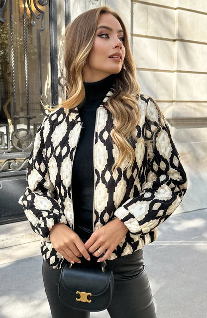 Tara | Chaqueta Bomber Boho Estampado Artístico Verano