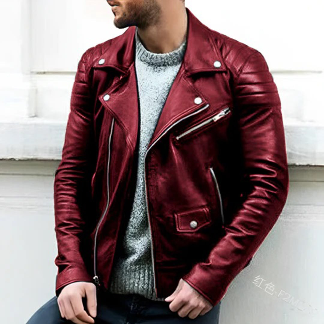 Marcos | Chaqueta Biker de Cuero con Look Retro para Hombre